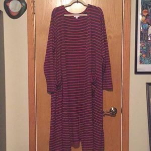 LuLaRoe XL Red & Blue Striped Sarah